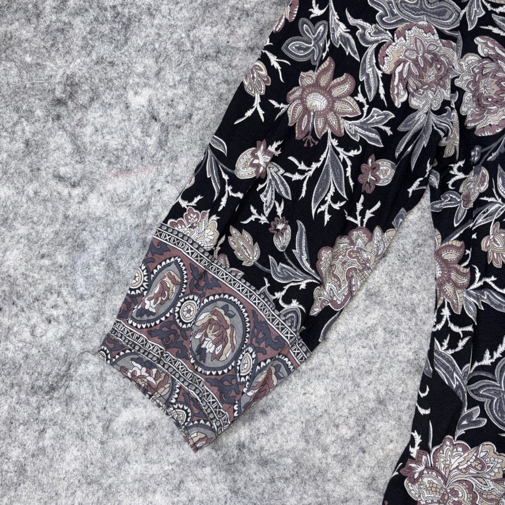 Lucky Brand Blouse Women's 1X Dark Floral V-Neck Boho Cottagecore Artsy - Picture 6 of 11